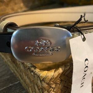 Coach NWT Eliza Belt Silver Buckle Light Sage Light Beige Reversible Cut 2 Size